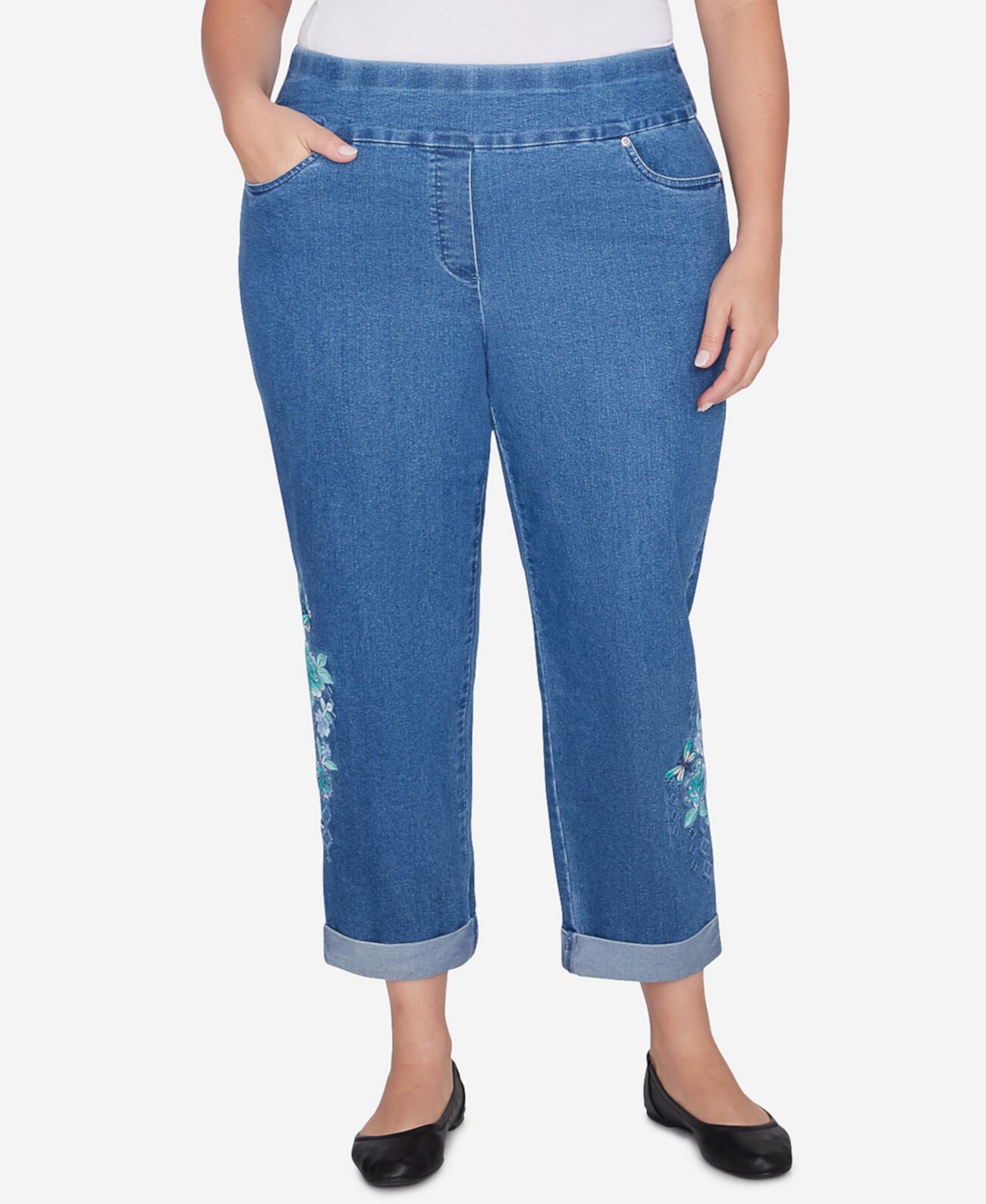 Plus Size Lake Victoria Embroidered Super Stretch Ankle Jean Alfred Dunner