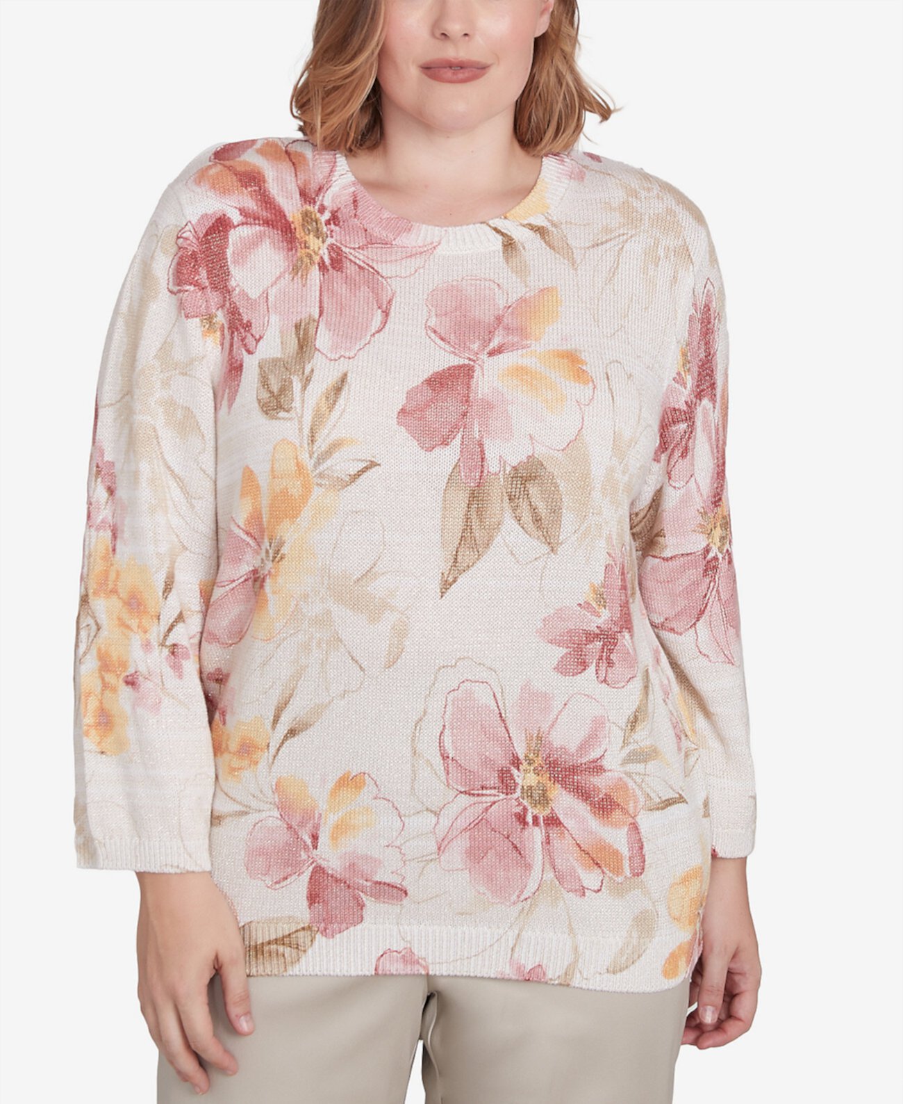 Женский Свитер Alfred Dunner Plus Size Coming Up Roses Alfred Dunner