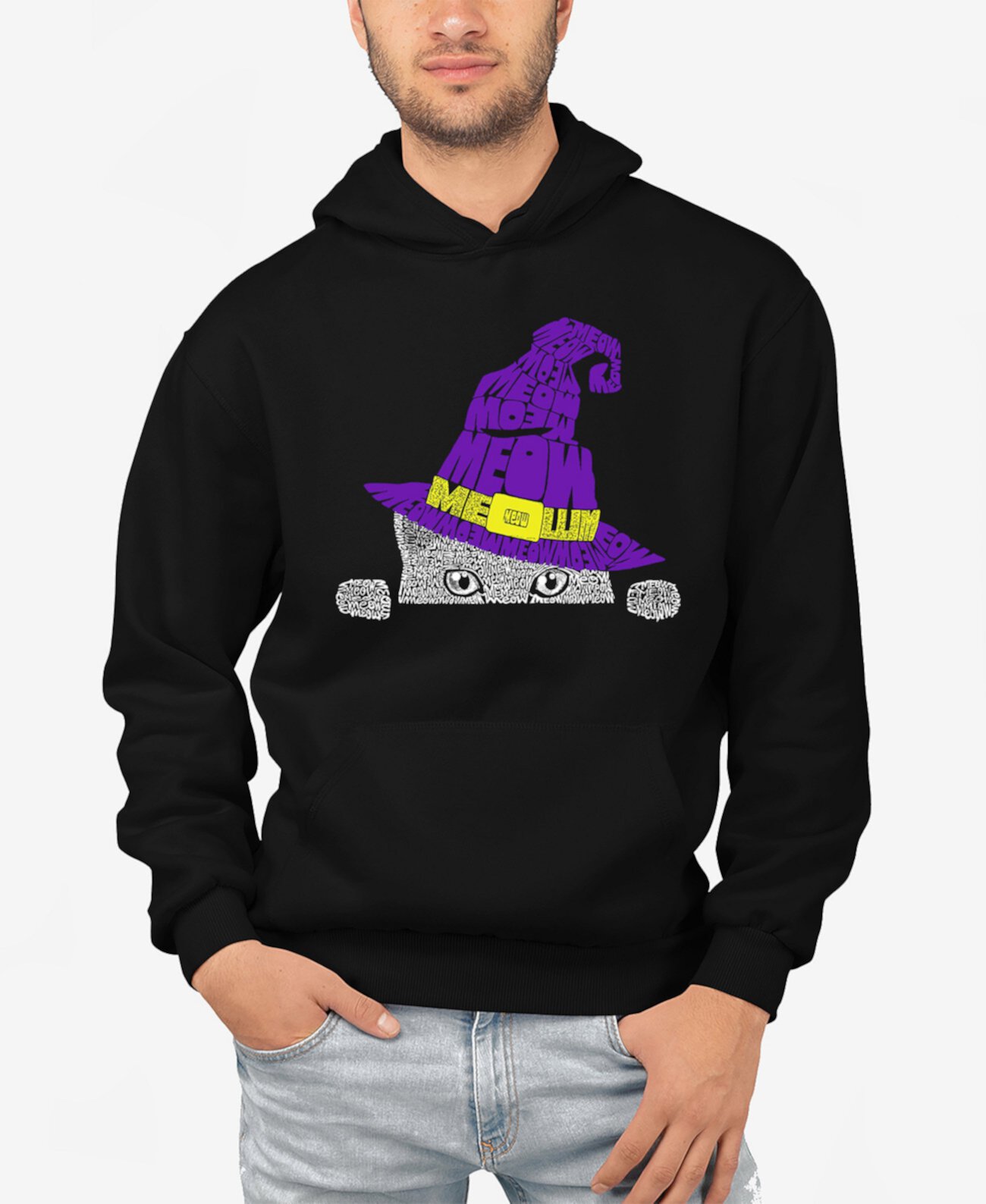 Мужская Толстовка LA Pop Art Peeking Witch Cat Word Art LA Pop Art