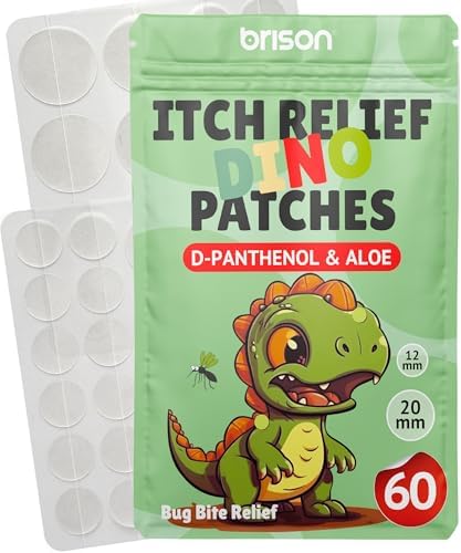 BRISON Itch Relief Patches for Bites & Stings - 60 Counts - Anti Itch Stickers Natural D-Panthenol Formula Indoor Natural Camping Essentials for Kids Adults BRISON