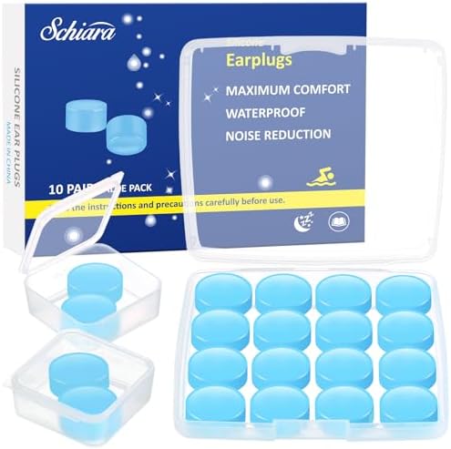 Ear Plugs for Sleeping, 8 Pair(16 Pieces) Moldable Noise Cancelling Silicone Earplugs for Swimming, Snoring, Sleep and Studying Schiara