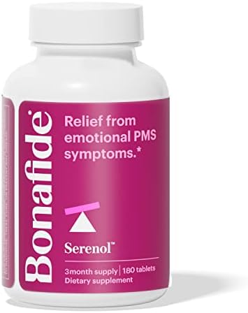 Bonafide Serenol PMS Relief – Hormone-Free, Drug-Free Relief from Mood Swings & Irritability Due to Hormonal Fluctuations – 30 Day Supply (60 Tablets) Bonafide