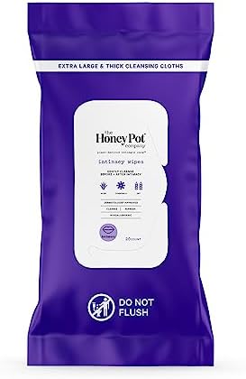 The Honey Pot Company - Intimacy Cleansing Wipes - PH Balancing, Paraben Free, Feminine Products - Ultra-thick and Extra Large Cleansing Cloths for the Bedroom - 20 ct. The Honey Pot Company