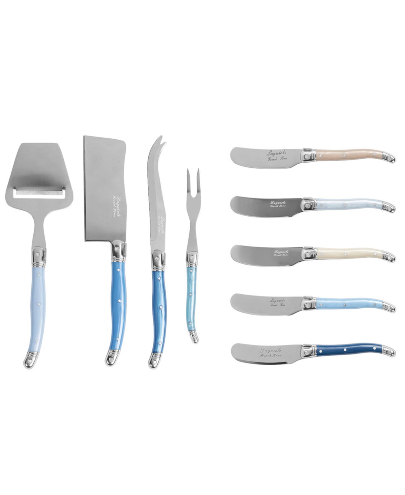 Essential Laguiole Cheese 9-Piece Knife and Spreader Set with Handles French Home