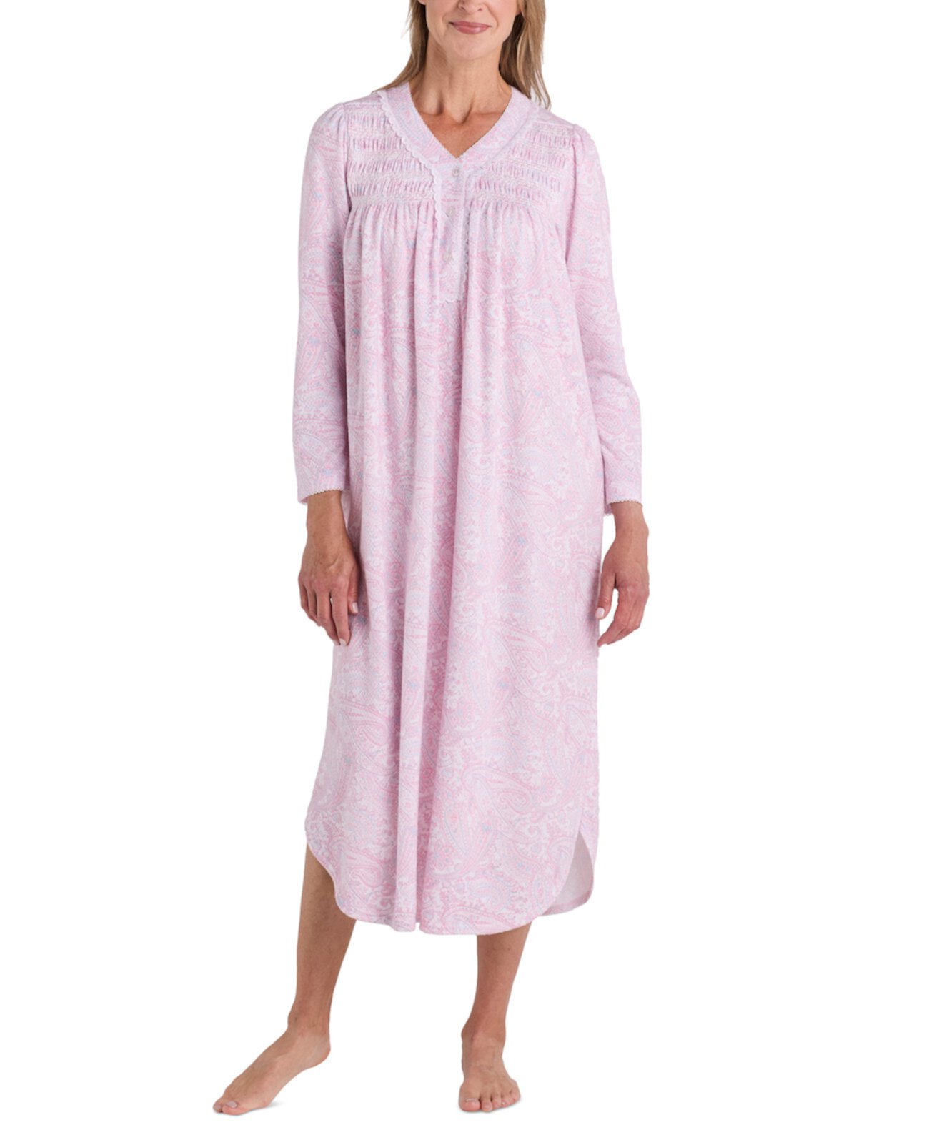 Women's Paisley-Print Lace-Trim Nightgown Miss Elaine