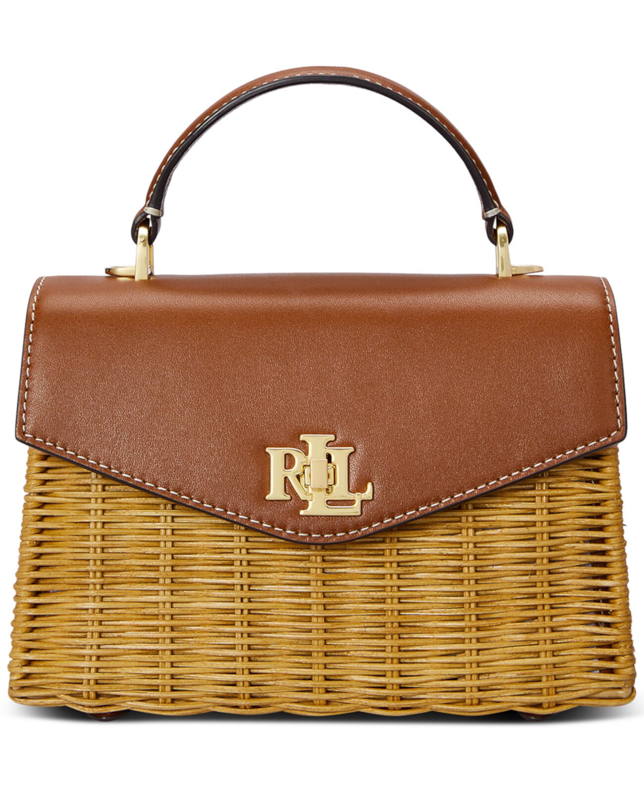 Farrah Rattan and Leather Small Satchel LAUREN Ralph Lauren