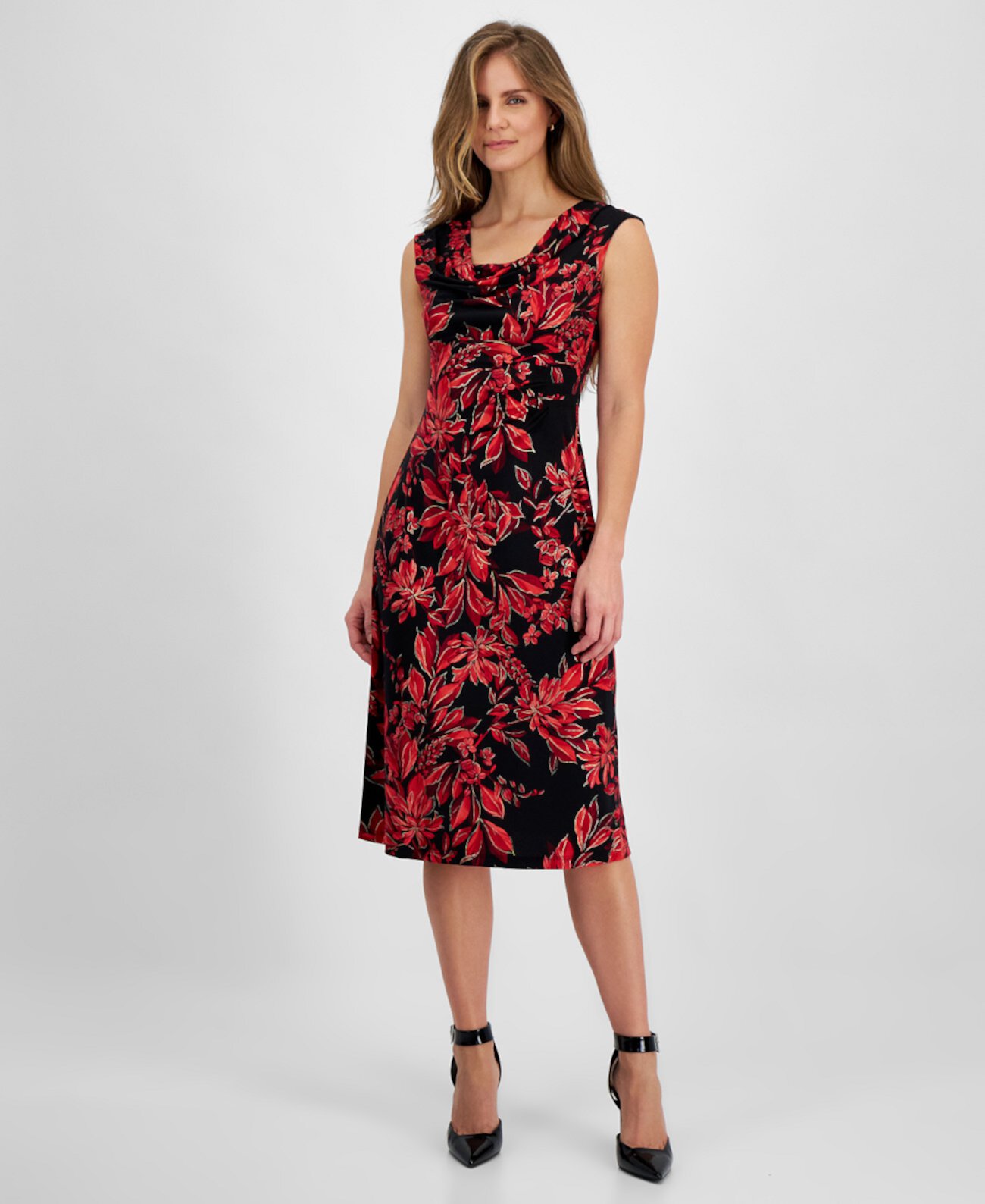 Женское Платье Connected Petite Printed Drape-Neck Sleeveless Connected