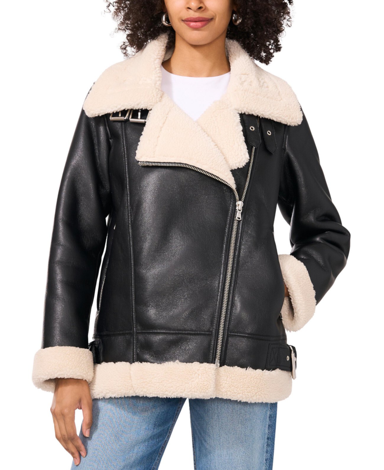 Women's Faux-Shearling Aviator Jacket Vince Camuto