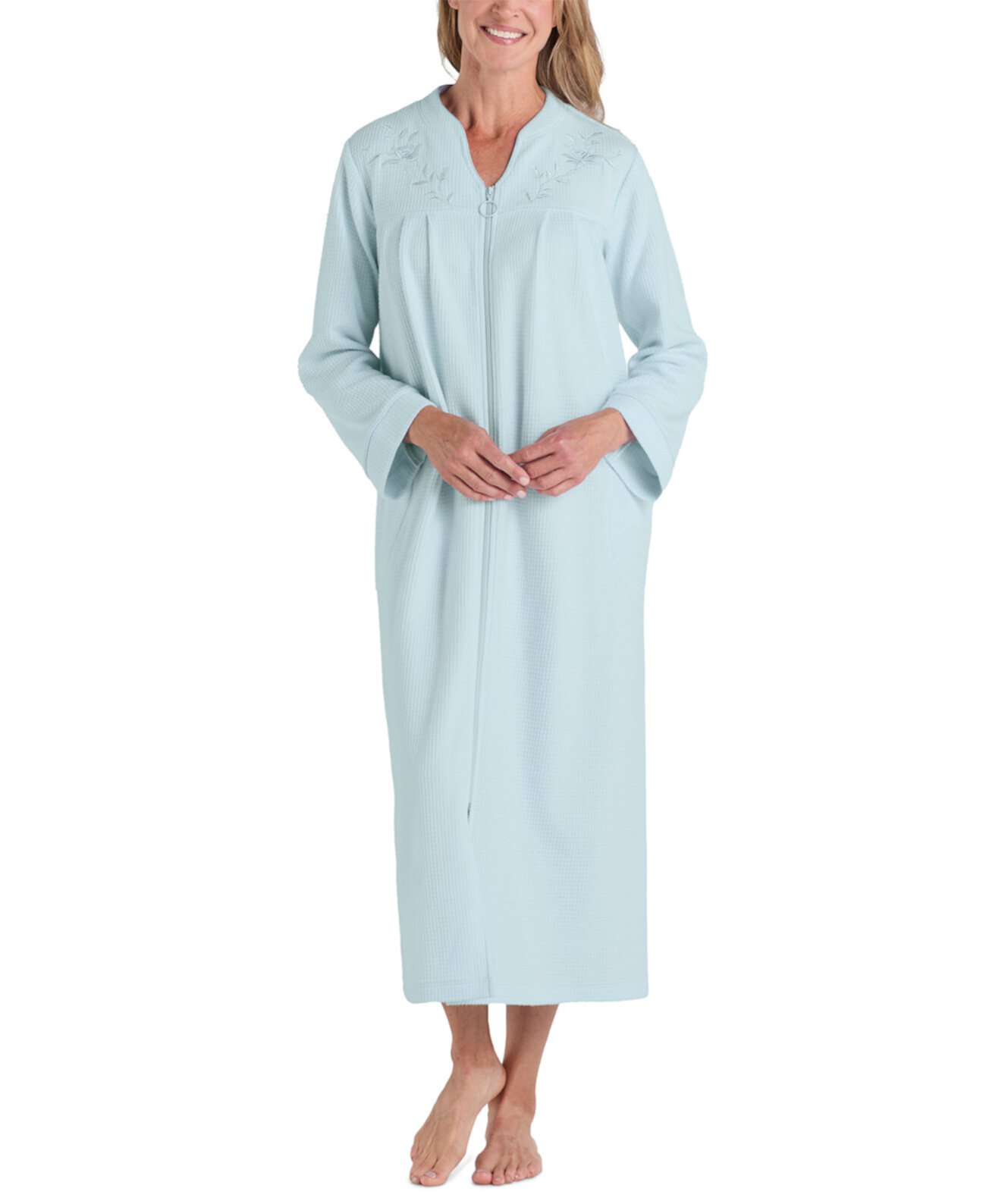 Petite Zip-Front French Fleece Robe Miss Elaine