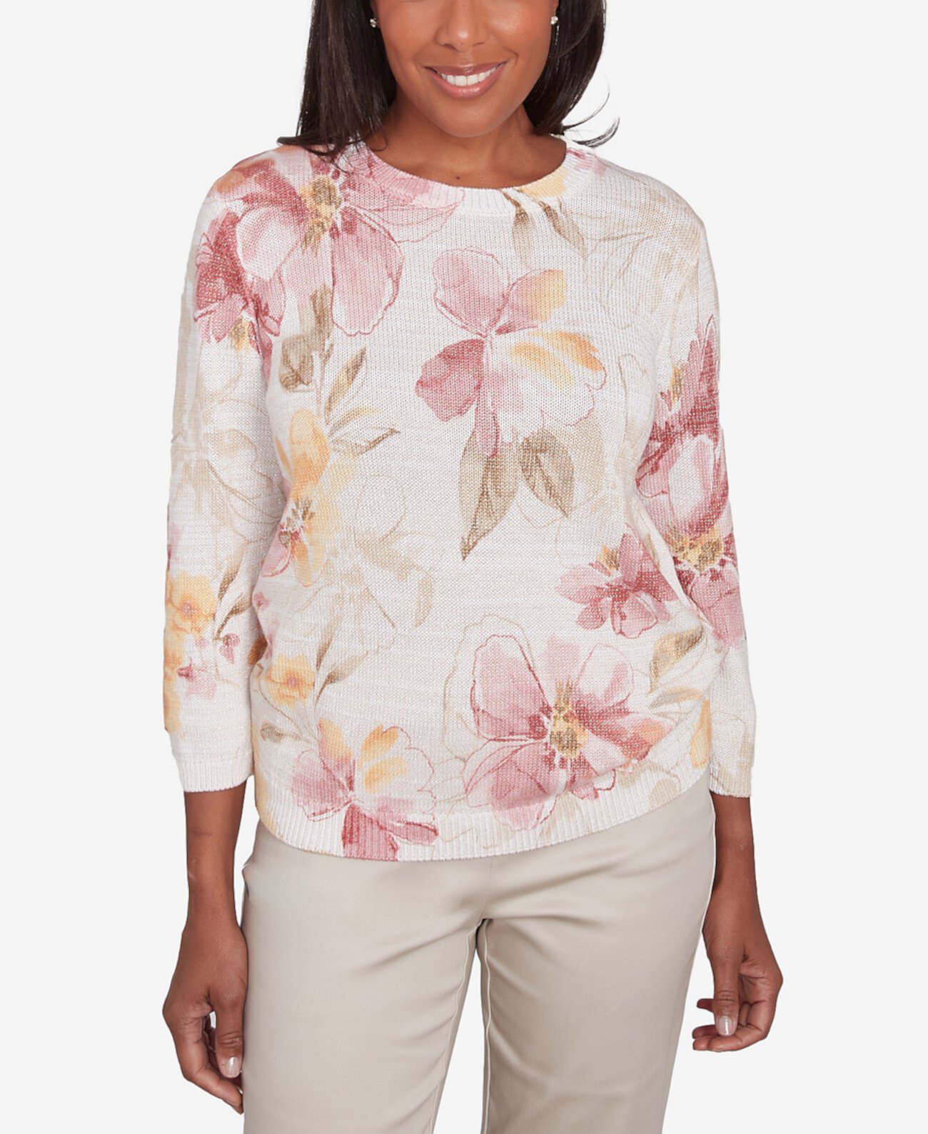 Женский Свитер Alfred Dunner Petite Floral Long Sleeve Alfred Dunner