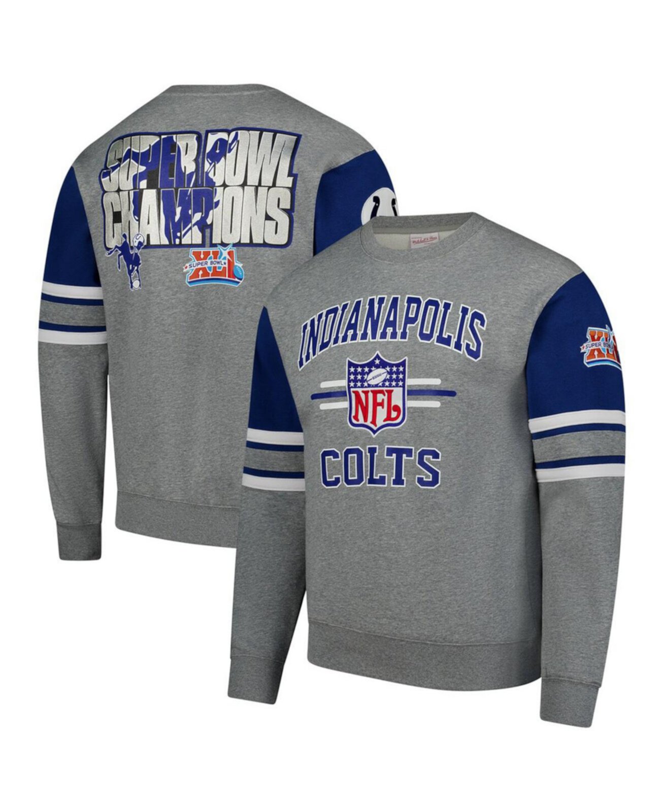 Мужской серый пуловер с логотипом Indianapolis Colts от Mitchell & Ness Mitchell & Ness