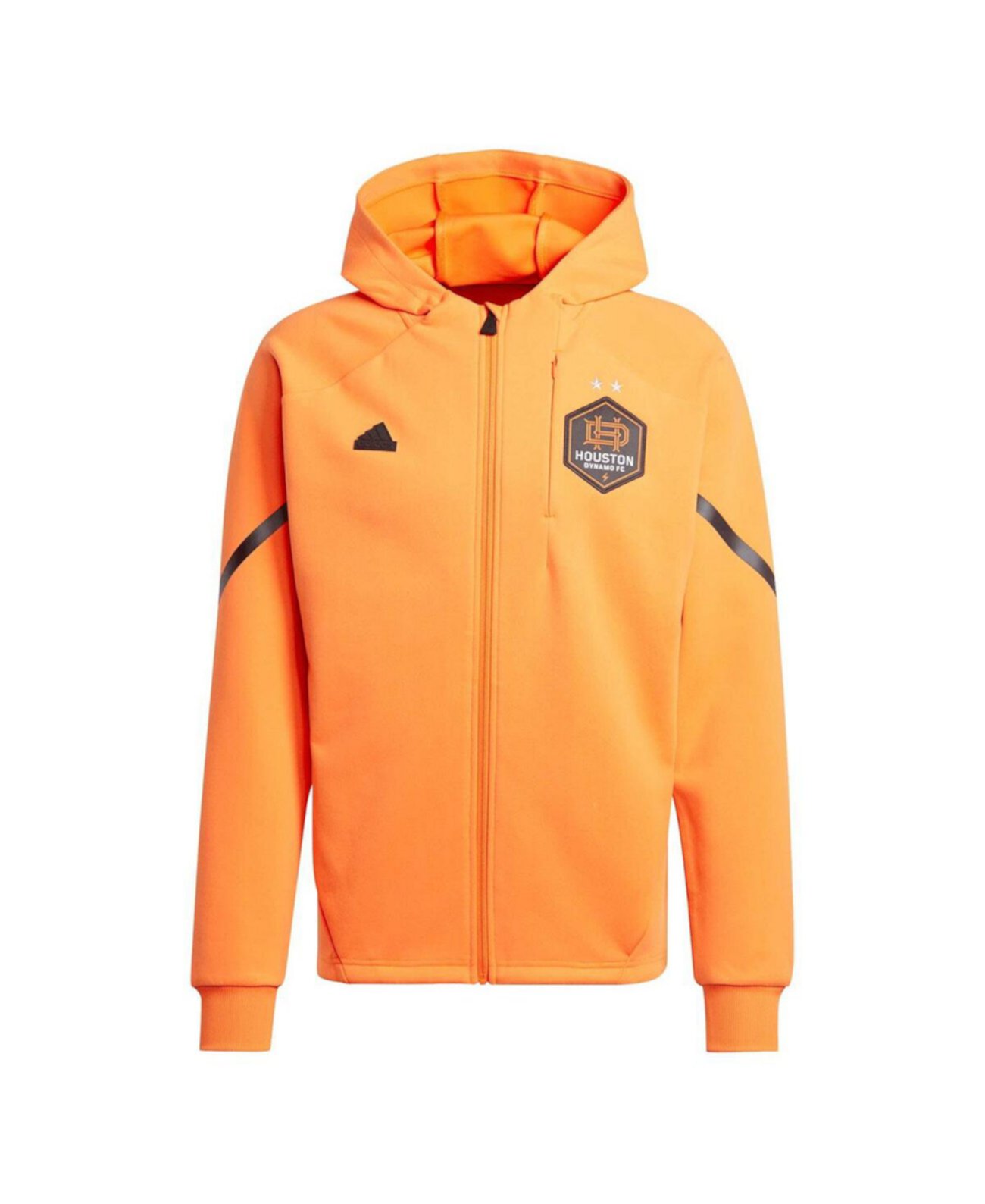 Мужская оранжевая куртка Adidas Houston Dynamo FC 2024 с длинными рукавами и молнией Adidas