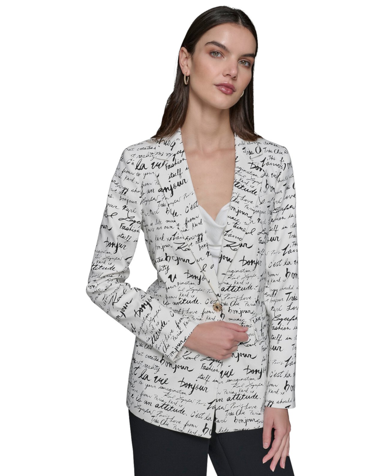 Женская Повседневная куртка Karl Lagerfeld Paris Printed Script Blazer Karl Lagerfeld Paris