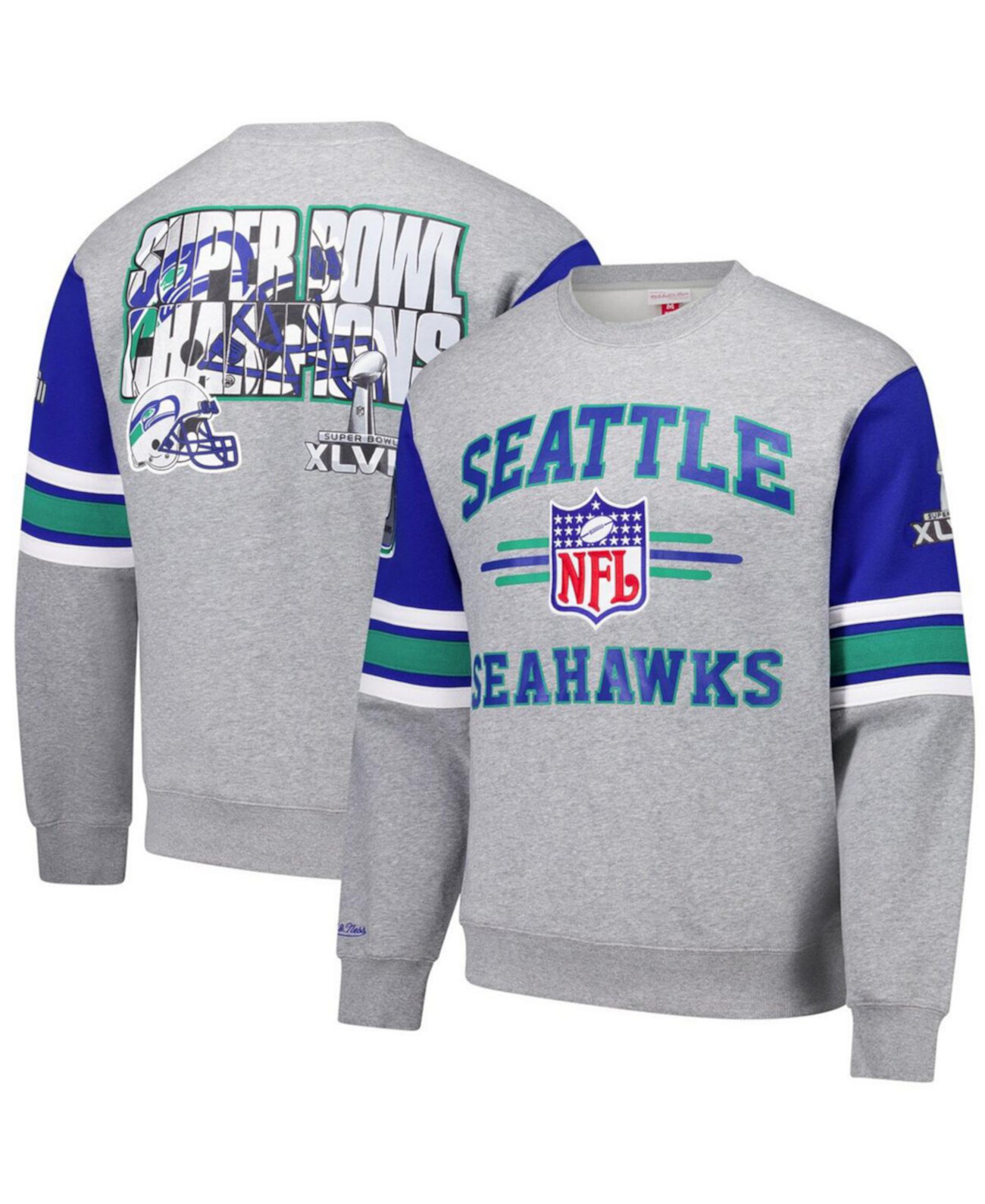 Худи Mitchell & Ness с логотипом Seattle Seahawks, 80% хлопок, подходящее для умеренной температуры Mitchell & Ness