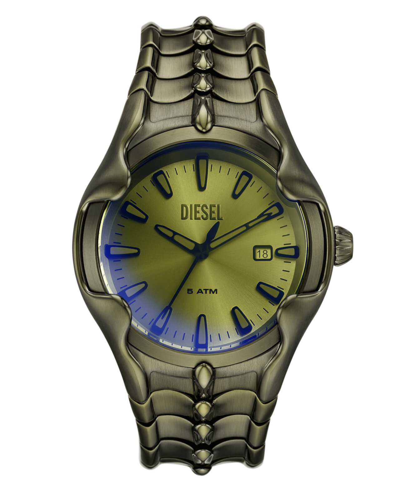 Кварцевые часы Diesel Men's Vert Quartz Three-Hand Date Green Stainless Steel 45mm Diesel