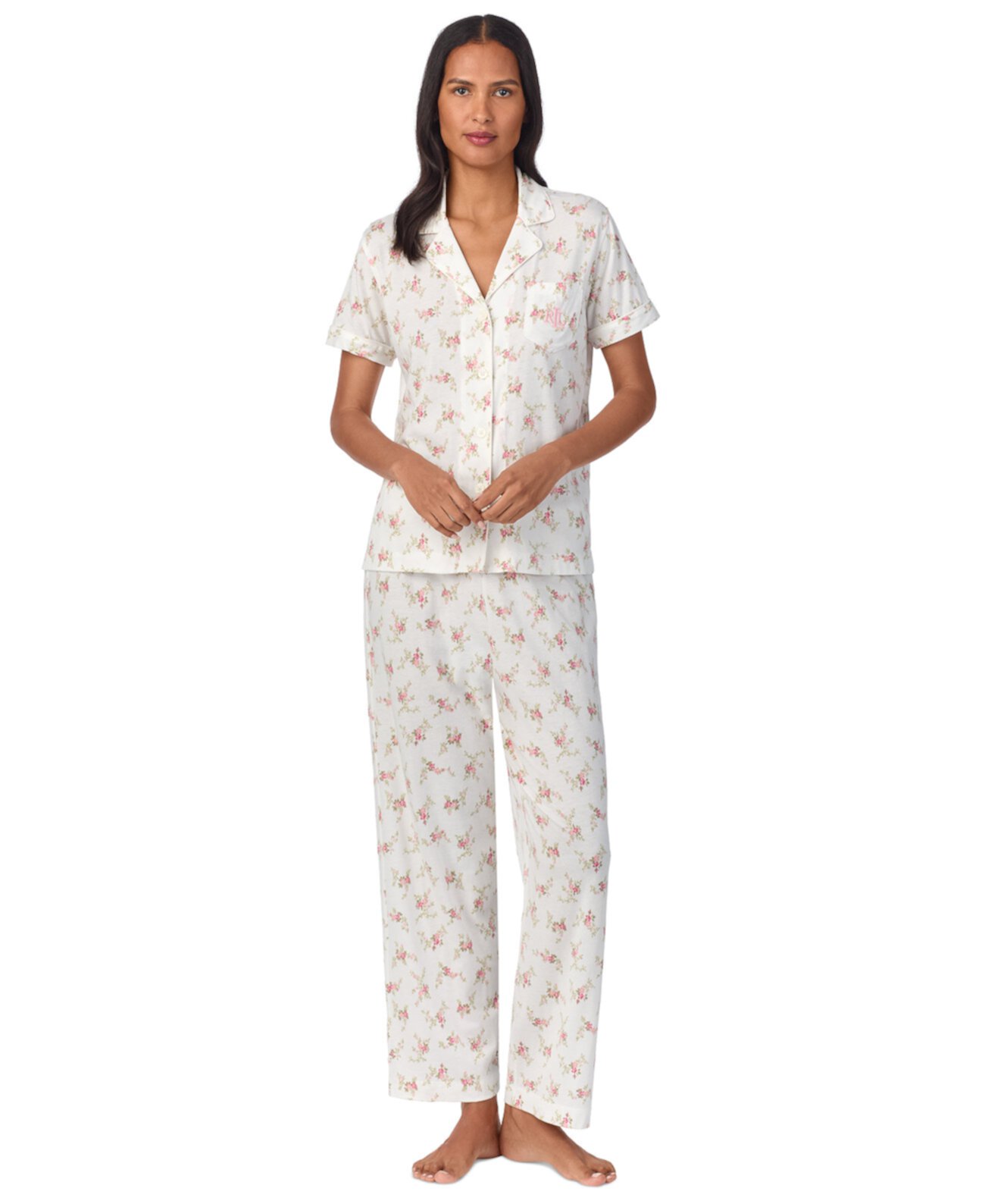 Petite Floral Notched-Collar Pajama Set LAUREN Ralph Lauren