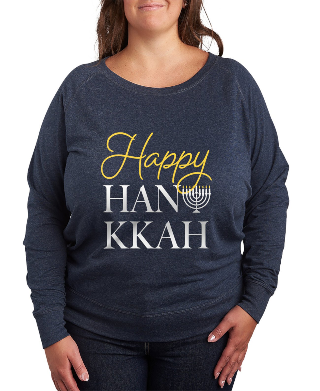 Женская Футболка Hybrid Apparel Plus Size Trendy Happy Hanukkah Graphic Hybrid Apparel