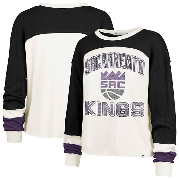 Женская Футболка 47 Brand Кремовая Sacramento Kings Curve Raglan Длинный Рукав 47 Brand