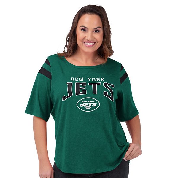 Женская Футболка G-III 4Her by Carl Banks Зеленая New York Jets Plus Size Linebacker G-III 4Her by Carl Banks