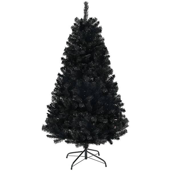 Homcom 6ft Artificial Black Christmas Tree, Holiday Décor With Steel Base HomCom