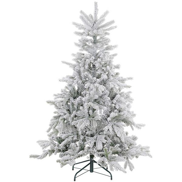 Homcom 6 Foot Artificial Snow-flocked Christmas Tree With Led Lights HomCom