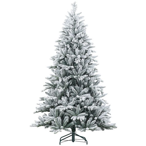 Homcom 7 Foot Snow Flocked Artificial Christmas Tree, Easy Assembly HomCom