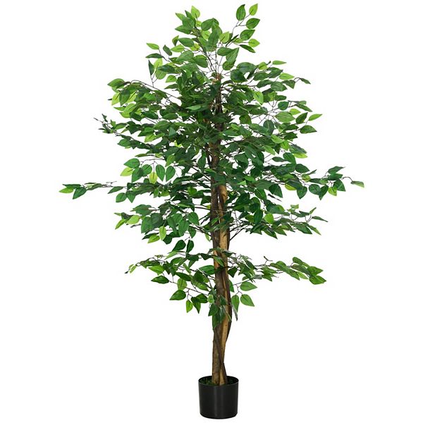 Homcom 5' Artificial Tree Ficus For Indoor Outdoor Home Decor, Fake Tree HomCom