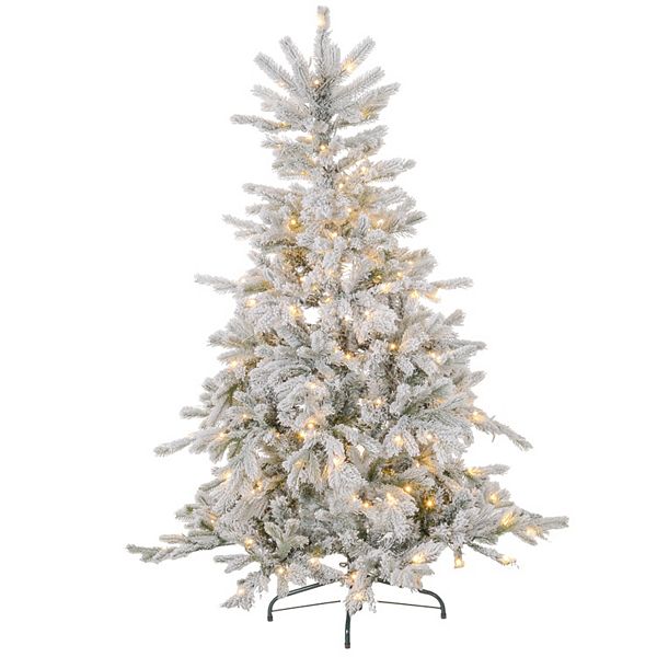 Homcom 7 Foot Artificial Snow Flocked Christmas Tree With Led Lights HomCom