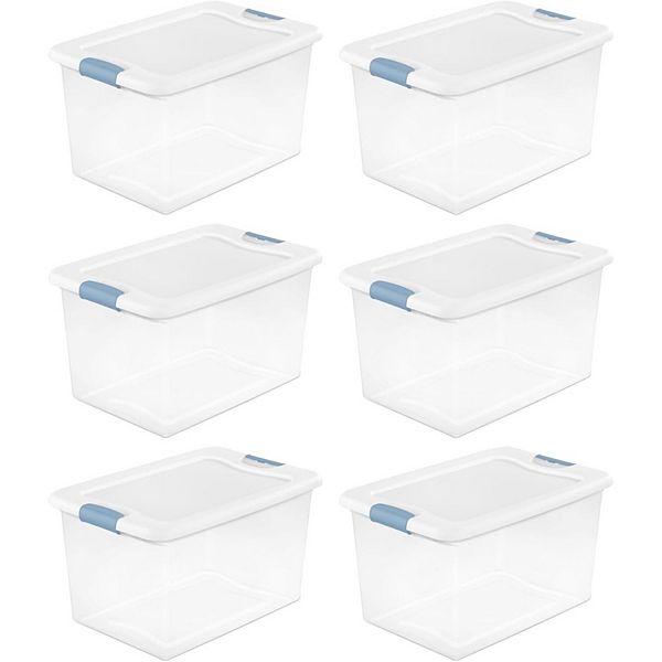 6-Piece 64qt. Plastic Stackable Storage Bin With White Latch Lid Sterilite