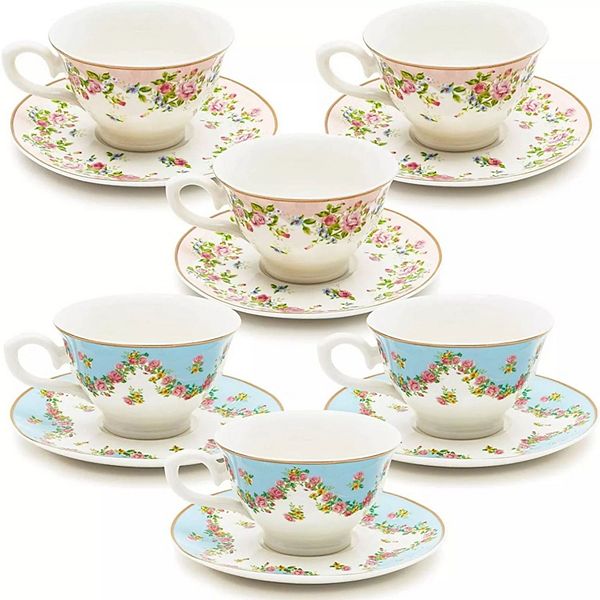 Vintage Floral Tea Cups & Saucers Set of 6 Kitcheniva