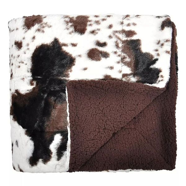 Soft Throw Blanket With Cowhide Print 50" x 60" Kitcheniva