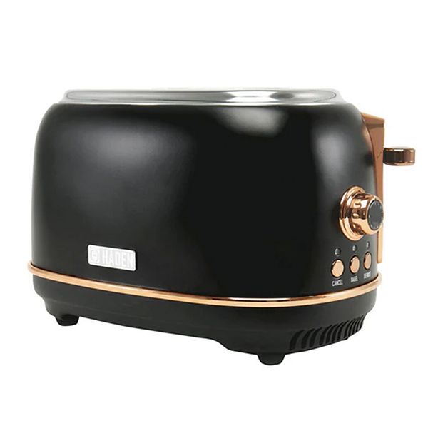 Haden Heritage 2 Slice Wide Slot Stainless Steel Toaster, Black & Copper Haden