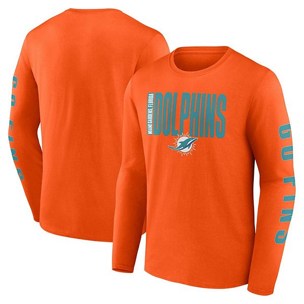 Мужская Футболка Fanatics Оранжевая Miami Dolphins Big & Tall Vision с Длинным Рукавом Fanatics