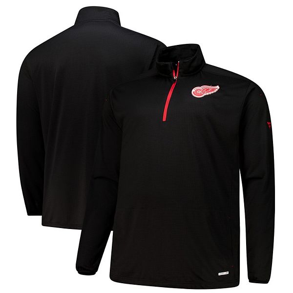 Мужская Футболка Fanatics Черная Detroit Red Wings Big & Tall Authentic Pro Quarter-Zip Pullover Fanatics