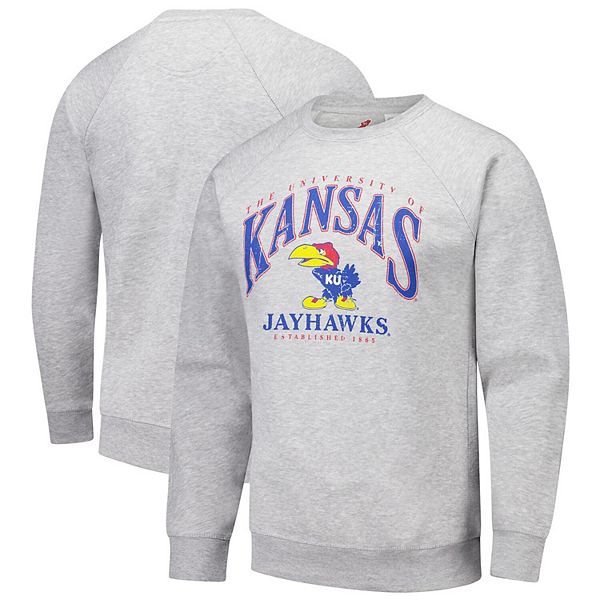 Мужской Футболка League Collegiate Wear Heather Gray Kansas Jayhawks Tall Arch Essential 2.0 League Collegiate Wear