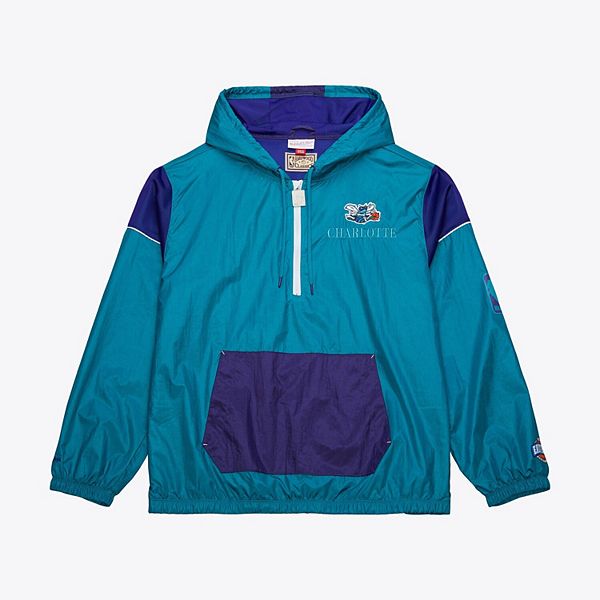 Унисекс Куртка Mitchell & Ness Teal Charlotte Hornets Hardwood Classics Team OG 3.0 Anorak Half-Zip Windbreaker Mitchell & Ness