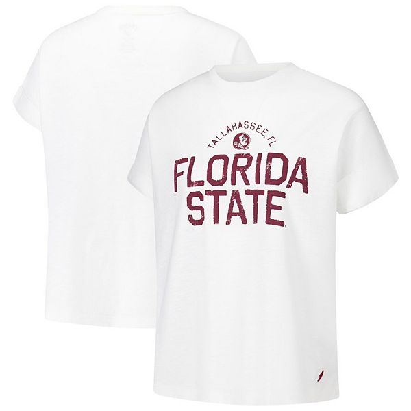 Белая женская хлопковая футболка Florida State Seminoles с закатанными рукавами League Collegiate Wear