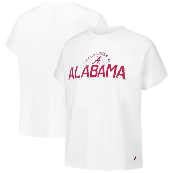 Женская Футболка League Collegiate Wear Белая Alabama Crimson Tide Slub Rolled Cuff League Collegiate Wear