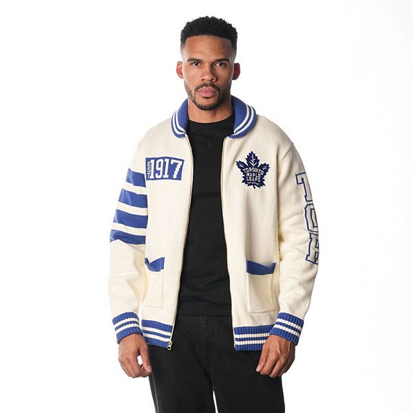 Унисекс Свитер The Wild Collective Кремовый Toronto Maple Leafs Jacquard Full-Zip The Wild Collective