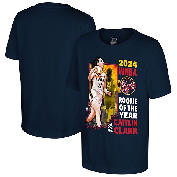 Женская Футболка Stadium Essentials Caitlin Clark Темно-синяя Indiana Fever 2024 WNBA Рукки Года Stadium Essentials