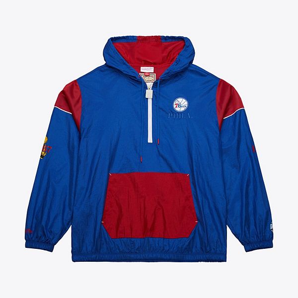 Унисекс Футболка Mitchell & Ness Royal Philadelphia 76ers Hardwood Classics Team OG 3.0 Anorak с Половинной Застежкой Mitchell & Ness