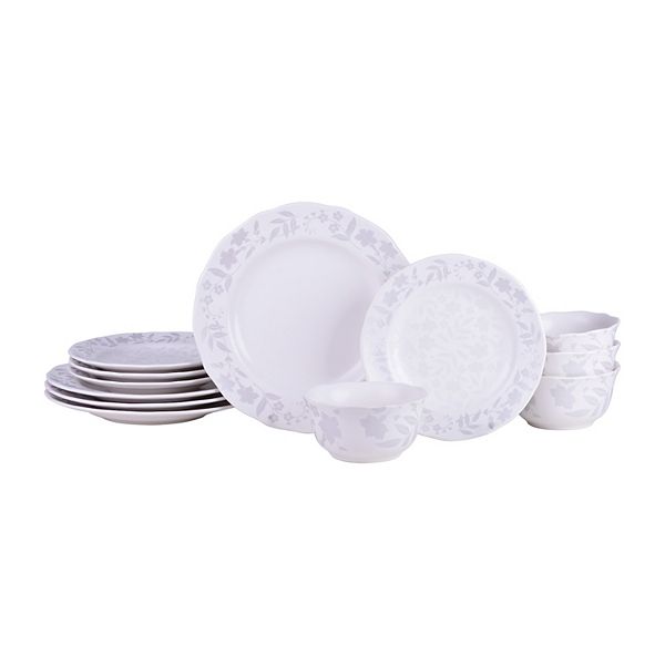 222 Fifth Refreshed Floral Porcelain 12-piece Dinnerware Set 222 Fifth