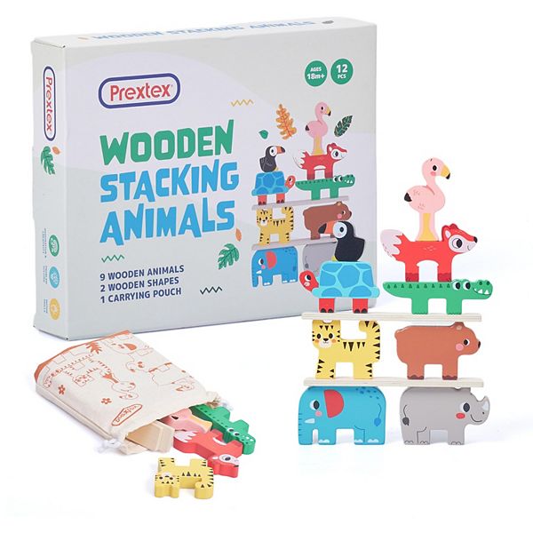 Educational Wooden Sorting And Stacking Toys, Educational Balance And Motor Skills Prextex