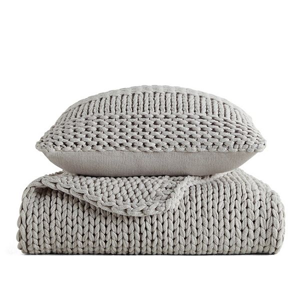 Home Collection Chunky Knit Throw Blanket & Throw Pillow Set Home Collection