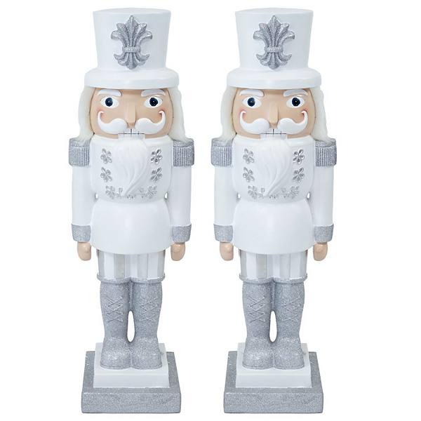 Sunnydaze Sterling the Silver Christmas Nutcracker - 37" H - Set of 2 Sunnydaze Decor