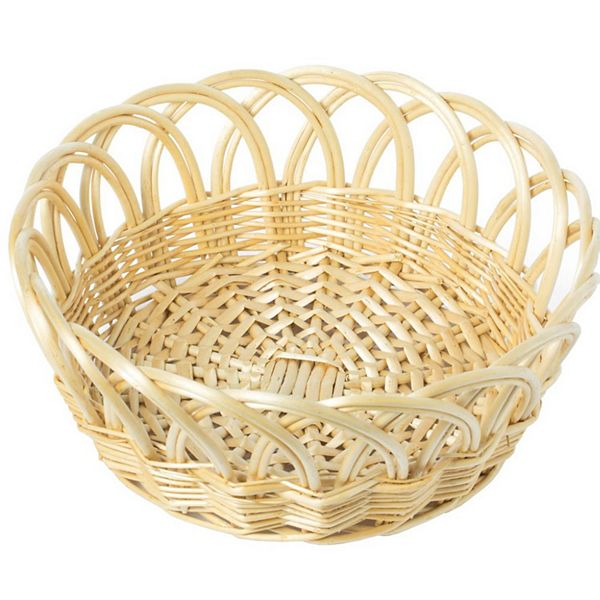 16 Inch Decorative Round Fruit Bowl Bread Basket Serving Tray Wickerwise