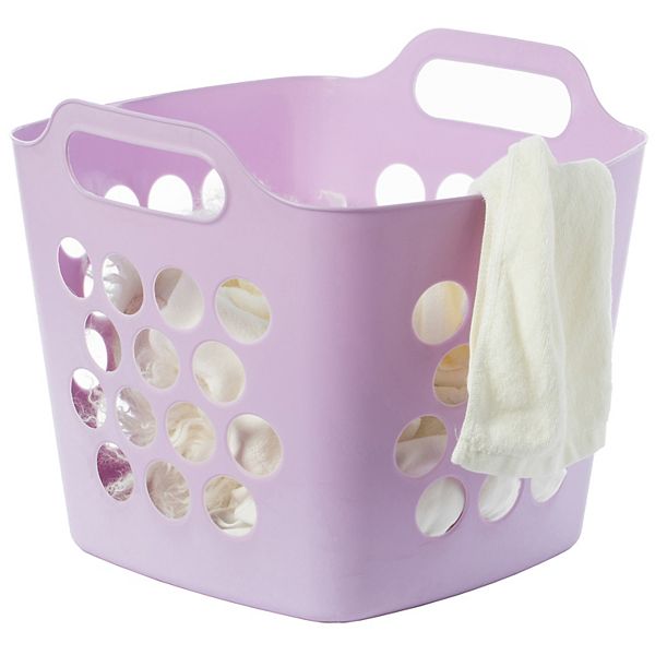 Flexible Plastic Carry Laundry Basket Holder Square Storage Hamper With Side Handles Basicwise