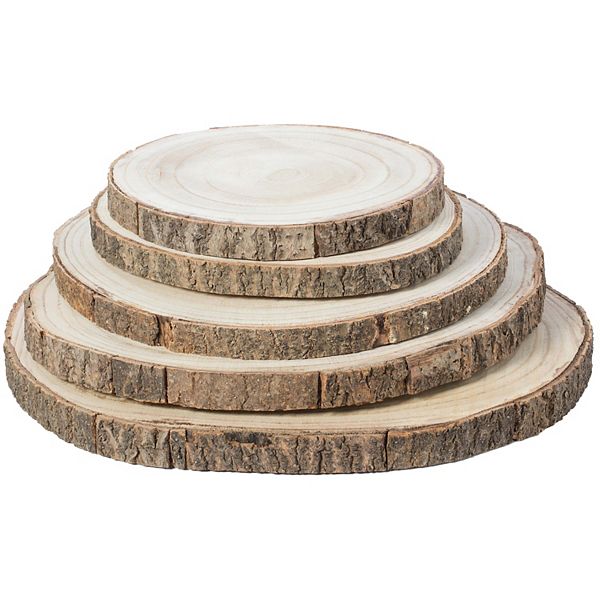 Barky Natural Wood Slabs Rustic Ornament Slice Tray Table Charger - Set of 5 Vintiquewise