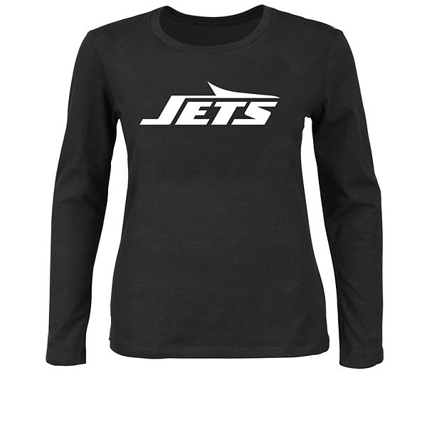 Женская черная футболка с длинным рукавом New York Jets из хлопка от Fanatics Fanatics