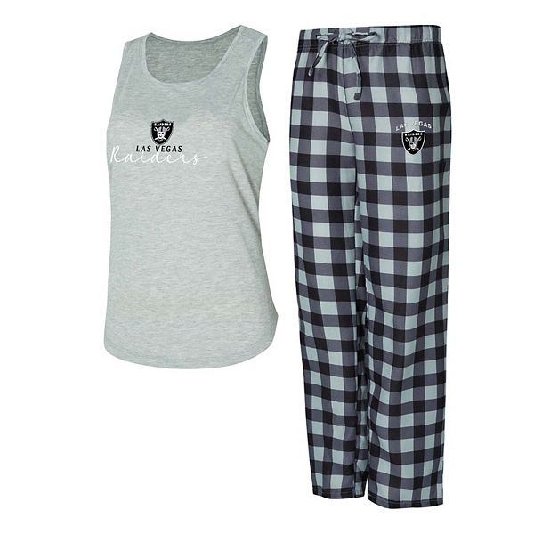 Women's Concepts Sport Gray/Black Las Vegas Raiders Petition Tank Top and Pants Sleep Set Unbranded